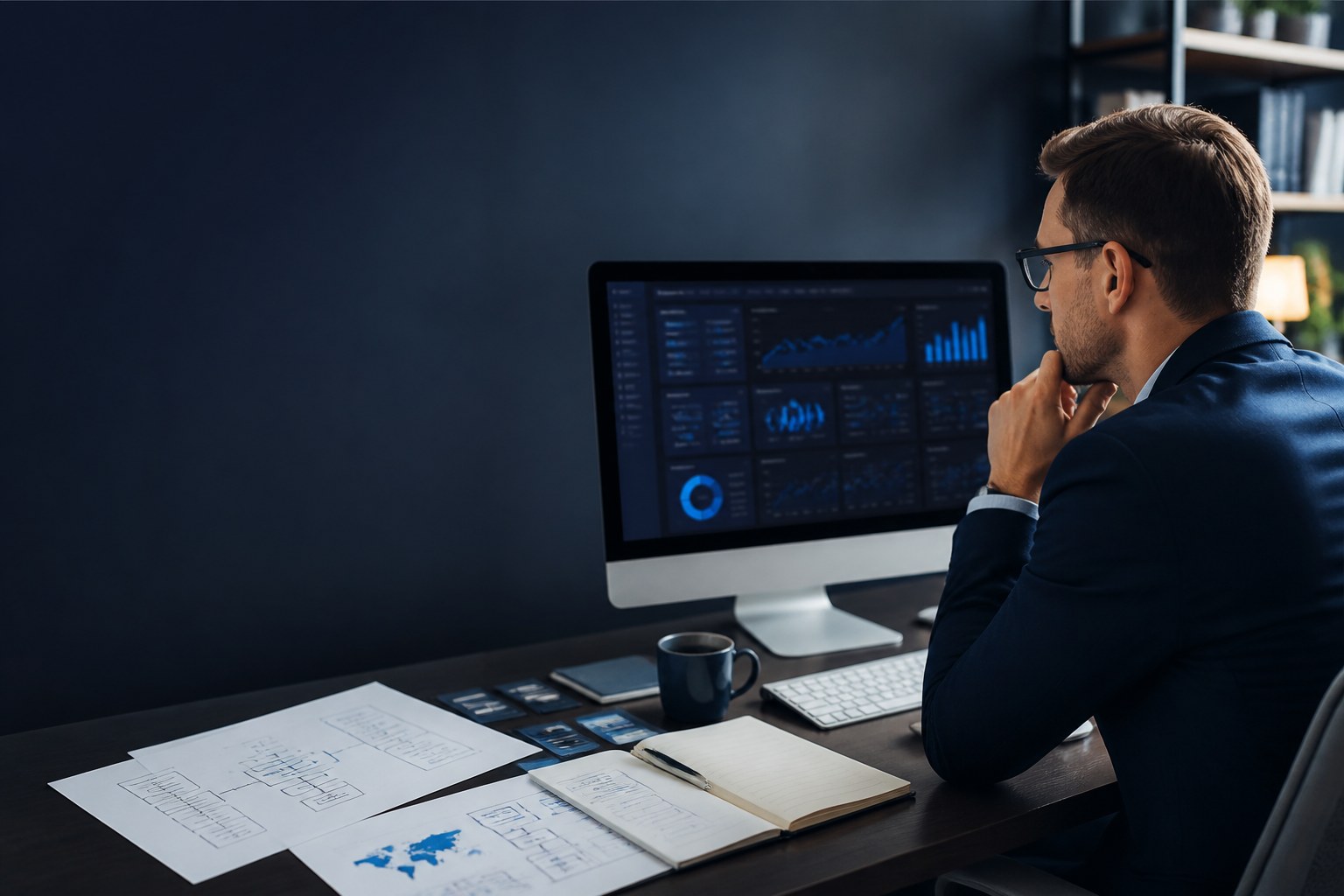 Search strategist reviewing technical performance and content planning.